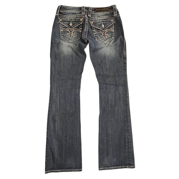 Rock Revival Jeans Womens 28 Evelyn Low Rise Boot Dark Wash Sequin Embellished - Picture 2 of 16